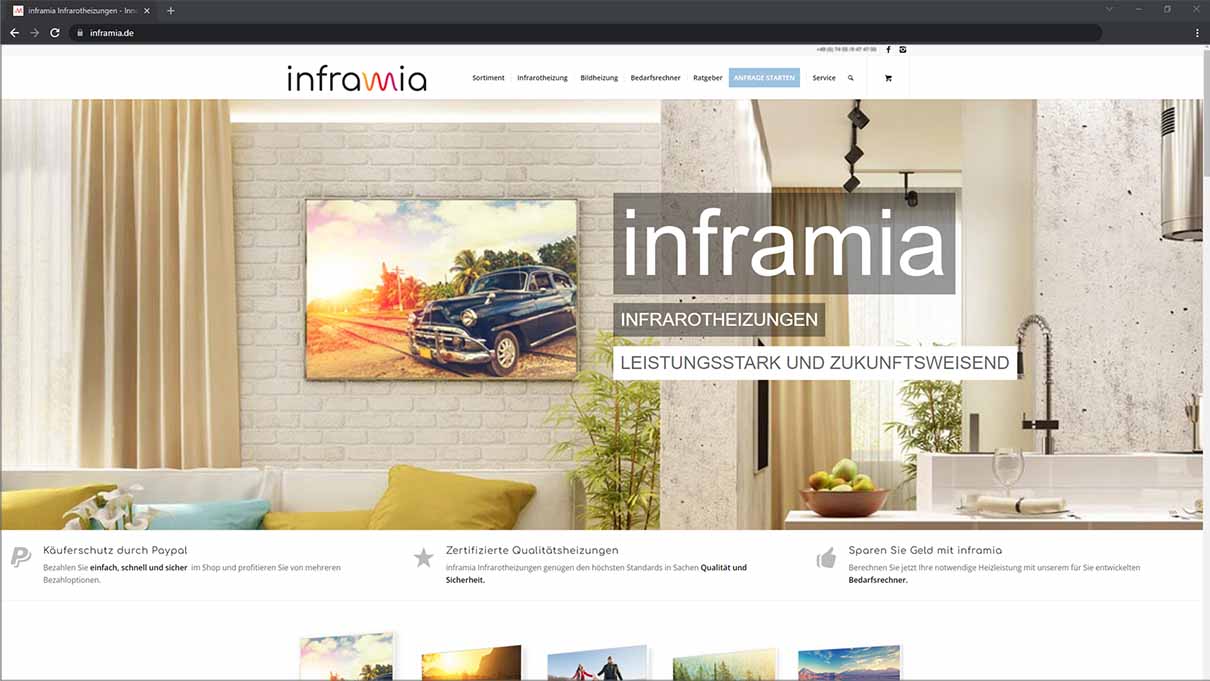 Website von inframia