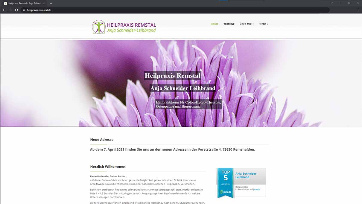 Website der Heilpraxis Remstal
